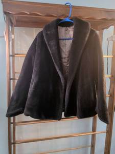 lot 32 image: Dark Brown Faux Fur Short Jacket with Satin Lining