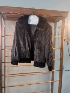 lot 36 image: Dark Brown Mink Faux Fur Bomber Jacket
