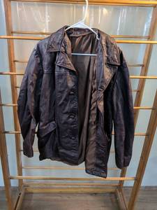 lot 126 image: Dark Brown Leather Button-Front Jacket