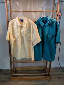 lot 171 image: John Blair Mens Short Sleeve Button-Up Shirts 3XL - Set of 2