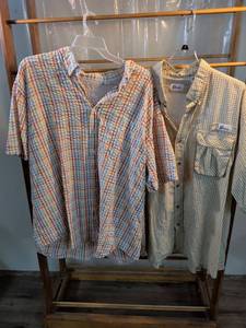 lot 174 image: Cutter & Buck Seersucker Plaid Shirt & World Wide Sportswear Fishing Shirt Bundle Size 3XL