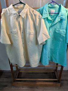 lot 176 image: John Blair Mens Short Sleeve Button-Up Shirts 3XL - Set of 2