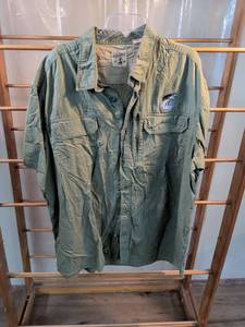 lot 180 image: Red Head Brand Co. Mens Fishing Shirt 3XL Olive Green with Bass Embroidery
