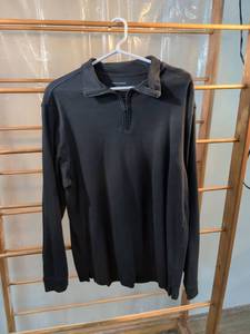 lot 200 image: Natural BasiX Mens Black Quarter-Zip Long Sleeve Shirt Medium