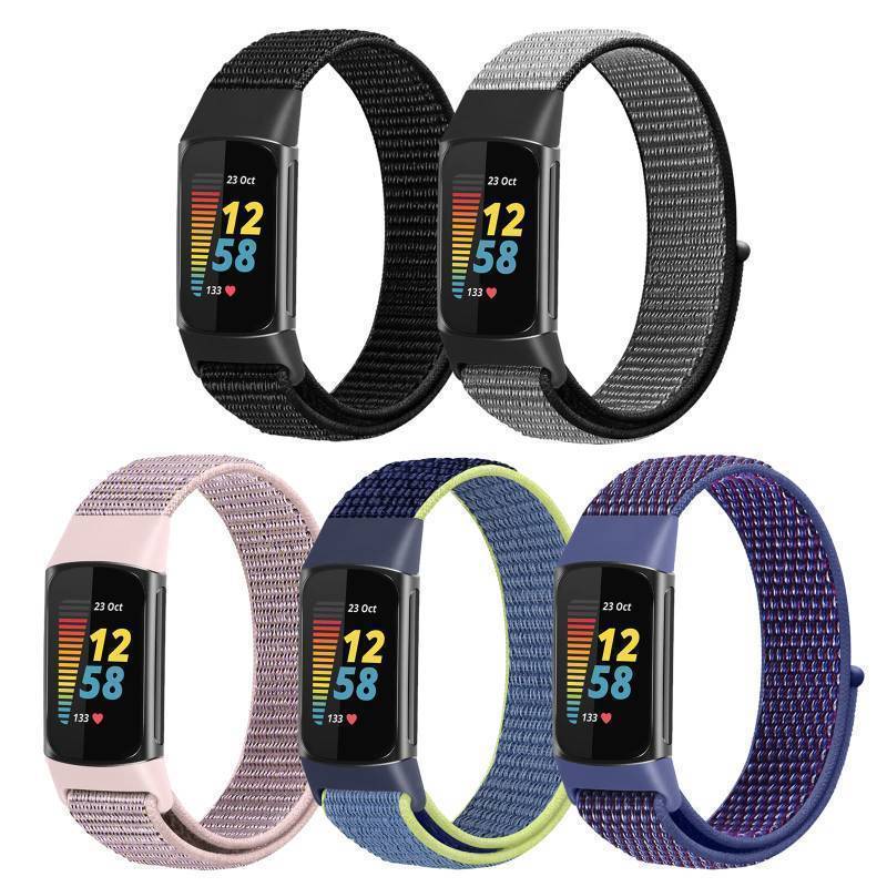 lot 35973 image: WNIPH Nylon Loop Watch Bands Compatible with Fitbit Charge 6Charge 4 Bands, 4 Pack Adjustable Soft Breathable Sport Loop Wristband Replacement Straps for Charge 5Charge 6 Women Men - Retail $14