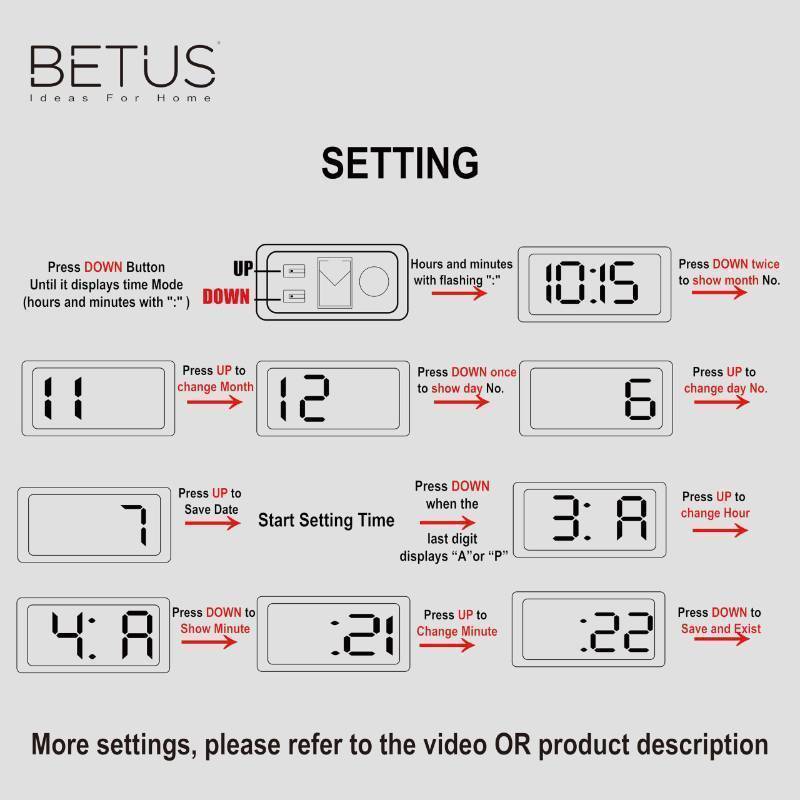 lot 36017 image: Betus Car Dashboard Digital Clock - Vehicle Adhesive Clock with Jumbo Time & Day Display - Mini Automotive Stick On Watch for Car Truck Dashboard & Air Vent(Black Pack of 1) - Retail $6