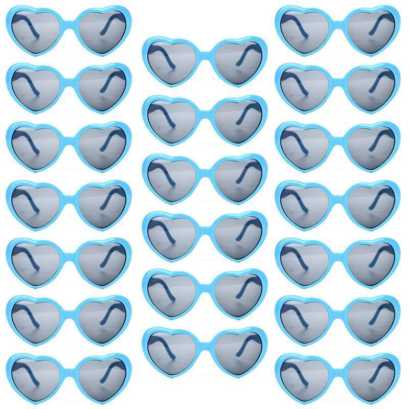 lot 62625 image: 20 Pack Red Heart Sunglasses Bulk for Adult Heart Shaped Bachelorette Sunglasses (20Skyblue) - Retail $30