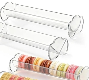 lot 27621 image: 3 Pack Cracker Tray for Serving Clear, Acrylic Macaron Display Tray, Biscuit Cracker Holder Stand for Wedding Home Party Events, 11 x 2.7 in, Rectangular - Retail $18