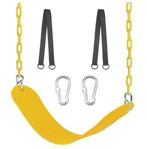 lot 27630 image: Swing Seat, 66 Heavy Duty Coated Iron Chain Sensory Swing, Therapy Swing Seat, Outdoor Playground Swing Set Accessories with Snap Hooks and Hanging Straps - Retail $26