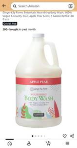 lot 27631 image: Ginger Lily Farms Botanicals Nourishing Body Wash, 100% Vegan & Cruelty-Free, Apple Pear Scent, 1 Gallon Refill (128 fl oz). MISSING LID. - Retail $25