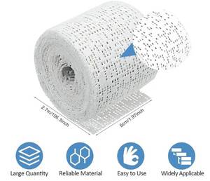 lot 27632 image: 5 cm x 2.7 m Cast Padding Rolls Padding Wrap Tape Undercast Padding Bandage Gauze Bandage Rolls Wound Care Bandages Body Wrap Bandages Rolled Gauze Dressing Paper Padding Supplies. COUNT UNKNOWN. - Retail $50