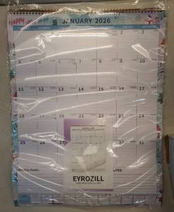 lot 27645 image: Large Calendar with Spiral Bound - 12 Month Big Calendar from January 2026 to June 2027, Vertical Large Monthly Calendar for Wall, 17x22in. - Retail $16