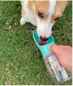 lot 27658 image: Portable Dog Water Bottle, 12 OZ, Leak Proof Puppy Water Dispenser with Drinking Feeder for Pets Outdoor Walking, Hiking, Travel, Food Grade Plastic - Retail $10