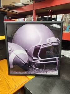 lot 1003 image: Framed Football Helmet & Ball Wall Art Print