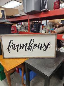 lot 1010 image: Farmhouse Wood Framed Wall Sign