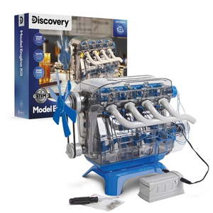 lot 1034 image: Discovery #Mindblown Model Engine Kit for Children  with Moving Motor Parts and LED Lights