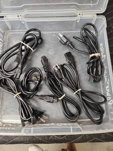 lot 1052 image: Lot of Mixed AC Power Cords in Storage Bin