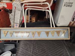 lot 1066 image: Laundry Room Burlap Banner Framed Wall Sign