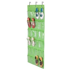 lot 2268 image: honey-can-do 24-pocket non-woven over the door shoe organizer, lime green