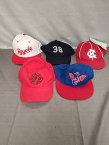 lot 2313 image: Lot of 5 Baseball Caps - KC Royals, IAFF, KC Athletics & More