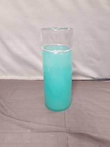 lot 2345 image: Tall Turquoise Art Glass Cylinder Vase