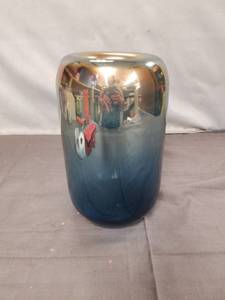 lot 2355 image: Blue Ombre Metallic Glass Vase