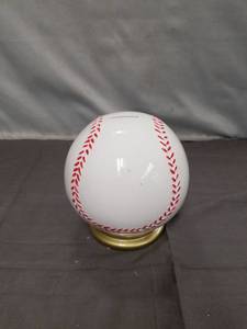 lot 2362 image: Ceramic Baseball Coin Bank with Gold Base