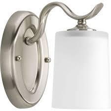 lot 59278 image: Progress Lighting Inspire Collection 1-Light Brushed Nickel Etched Glass Traditional Bath Vanity Light