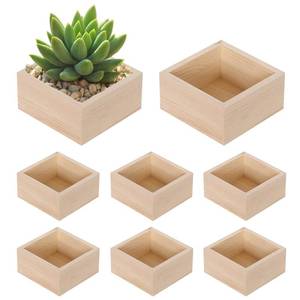 lot 5725 image: Voittozege 8 Pack Unfinished Wooden Box, 6 x 6 Inch Square Rustic Small Wooden Boxes for Crafts Organizer Container Box for DIY Craft Collectibles, Succulent Plant Pot, Drawer, Home Desktop Decor