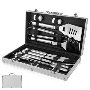 lot 5726 image: 18-Piece BBQ Grill Accessories Set  Ultimate Grilling Tools for Men - Heavy Duty Stainless Steel BBQ Utensils Kit with Aluminum Case & Grill Brush for Dad (18pcs)