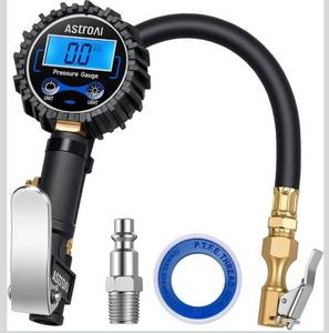 lot 5733 image: AstroAI Digital Tire Pressure Gauge with Inflator(3-250 PSI 0.1 for Display Resolution), Heavy Duty Air Chuck and Compressor Accessories with Rubber Hose and Quick Connect Coupler, Blue 2 Pack
