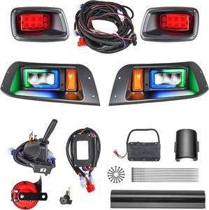 lot 5738 image: HHLZM Golf Cart Headlight Taillight Kit for EZGO TXT 1996-2013 Gas&Electric, RGB LED Headlight Kit with Turn Signal Kits Horn Brake Pad Wire Harness Taillight, 12V