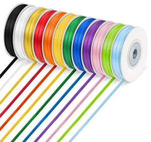lot 5743 image: BLISSIQUEE Rainbow Ribbon Pack 12 Color, 18 Inch Thin Ribbon 328 Yards, Double Face Satin Ribbon for Gift Wrapping, Flower Bouquet, DIY Crafts, Happy Birthday Party Wedding Decoration Hair Bows