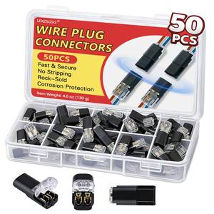 lot 5761 image: 50Pcs Standard Quick Connect Wire Connectors No Stripping Double Wire Plug in Connector, Flame Retardant Lock Strip Connector for LED Strip Lights, DIY, Low-Voltage &amp Model Kit, 18-22AWG
