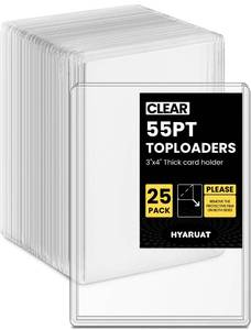 lot 5763 image: HYARUAT 55pt Top Loaders for Cards, 3x4 Thick Holder with Protective Film, Toploader Card Protectors Hard Plastic, 25-Count