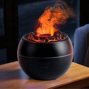 lot 5769 image: YALEDI Essential Oil Diffuser, Volcano Fire Flame Aromatherapy Diffuser, 360ml Ultrasonic Cool Mist Humidifier, Scent Aroma Diffuser with 7 Colors Light, Timer & Auto Shut-Off for Home, Room (Black)