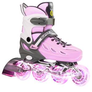 lot 5773 image: SUPER YOUNGSTER Adjustable Inline Skates for Boys Girls Ages 4-12 with Light Up Wheels, Roller Skates Blades for Youth Kids Indoor & Outdoor Beginners L