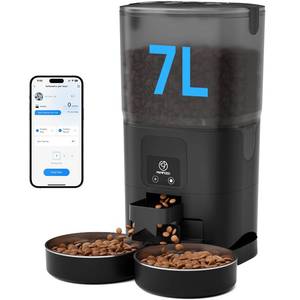 lot 5784 image: PAPIFEED Automatic Cat Feeder 2 Cats, 2.4G WiFi Cat Food Dispenser with App, 7L Slow Feeder Timed Cat Feeder for Dry Food, 10 MealsDay, 12 PortionsMeal, Smart Pet Feeder for Dog, Black