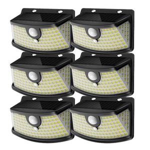 lot 5786 image: Aootek New Solar Motion Sensor Lights 120 LEDs with Lights Reflector,270° Wide Angle, IP65 Waterproof, Step Lights for Front Door, Yard, Garage, Deck (Black, Daylight White, 6-Pack)
