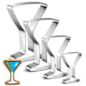 lot 5789 image: Havawish 4 Pcs Cookie Cutter Set 2 in to 5 in Cookie Cutter Stainless Steel for Baking Fondant Fruit Bread Birthday Party Decorations (Martini)
