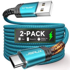 lot 5815 image: JSAUX USB C Cable 2-Pack 10ft, USB A to USB Cord Fast Charging for iPhone 17 Air, iPhone 17, iPhone 17 Pro, iPhone 17 Pro Max, iPhone 16iPhone 15 Series, Samsung S20 S10, Note 20 10, Car Play-Green