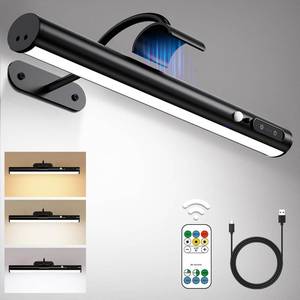 lot 5822 image: Hapfish Motion Sensor Battery Operated Wall Sconce, Wireless Picture Lights for Wall, Rechargeable Magnetic Art Lighting with Remote Control, Battery Picture Light for Poster Dartboard Mirror - Black