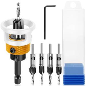 lot 5823 image: 6Pcs Alloy Countersink Drill Bit Set with Depth Stop, Spiral Edge Countersink Wood Drill Bit, Versatile Wear Resistant Counterbore Hole Saw Drill Bit for Wood Processing