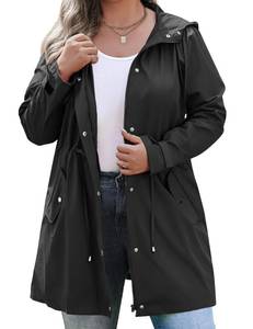 lot 5835 image: INVOLAND Rain Jacket Women Plus Size Long Raincoat with Hood Outdoor Lightweight Windbreaker Travel Jacket 22W