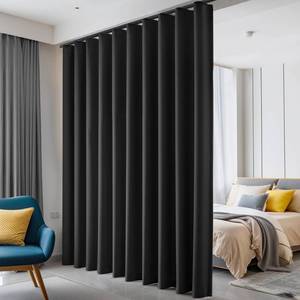 lot 5844 image: hoeflife Room Divider Curtains, Blackout Ceiling Track Curtains with Hook Sound Proof Floor Curtains Perfect for Ceiling Mount Curtain Tracks Wall Divider for Room Separation (Black, W120 x H84)