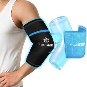 lot 5846 image: ComfiTECH Dual-Gel Elbow Ice Pack Wrap for 30-Minute Cooling & Injuries, Reusable Gel Forearm Brace for Tendonitis, Cold Compression Sleeve for Pitchers, Tennis Elbow & Golfer Arm Relief, L, 2 Packs