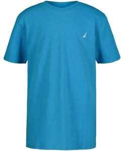 lot 5848 image: Nautica Boys Short Sleeve Solid V-Neck T-Shirt, Soft, Comfortable, Relaxed Fit, Hawaiian Ocean, 14-16