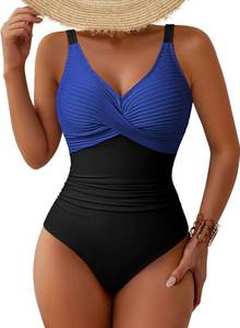 lot 5852 image: Pink Queen Womens One Piece Swimsuit 2026 Tummy Control Ruched Bathing Suit Full Coverage Swimwear Dark Blue L