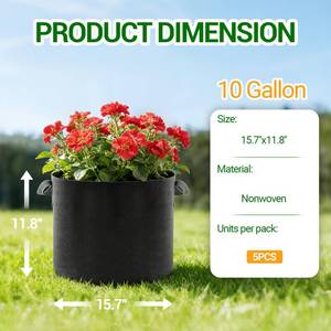 lot 5855 image: EOKOICA 4-Pack 10 Gallon Grow Bags, Thickened Aeration Fabric Pots with Handles, Heavy Duty Plant Bags for Vegetables, Tomatoes, Potatoes, Fruits & Flowers, Reusable Garden Pots for Plants