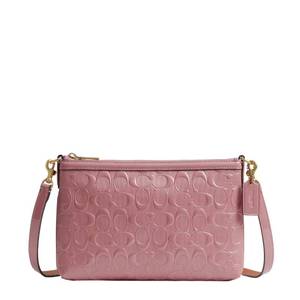 lot 5857 image: Coach Womens Legacy Zip Top Crossbody Bag In Signature Leather Dusty Pink One Size